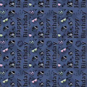 Happy Cat Birthday (Blue) Wrapping Paper