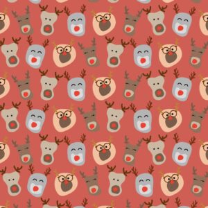 Roly Poly Reindeer Red wrapping paper