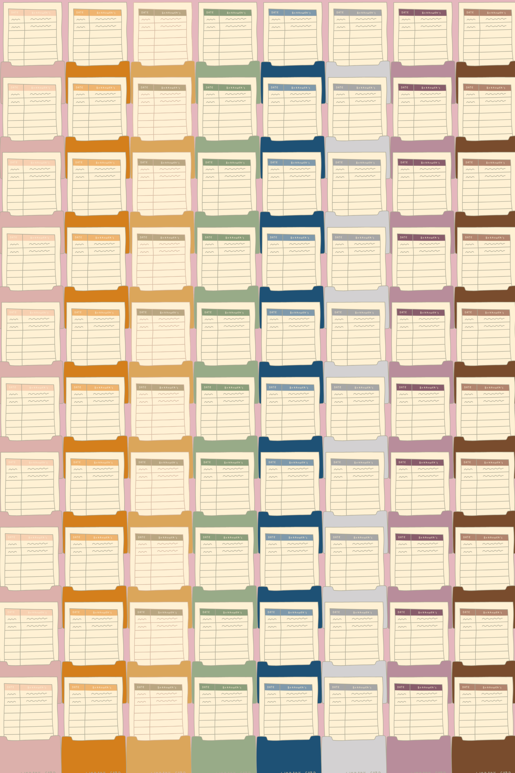 Stacked library cards in Blush